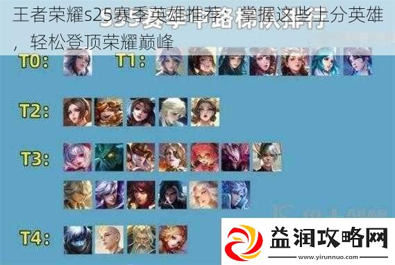 王者荣耀s25赛季英雄推荐：掌握这些上分英雄-轻松登顶荣耀巅峰