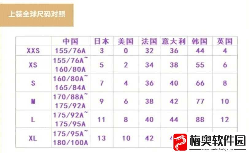 亚洲尺码欧洲尺码对照及解析